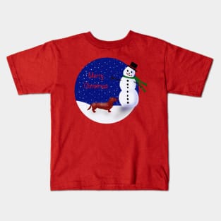 Merry Christmas Dachshund Kids T-Shirt